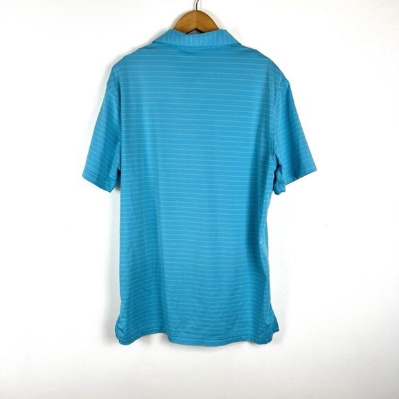 Peter Millar Summer Comfort Polo Shirt Men's M White Blue Striped Short Sleeves - Picture 4 of 4
